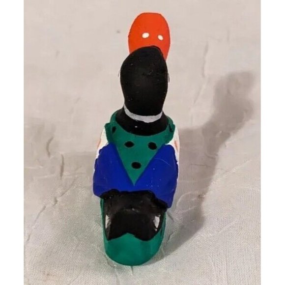 Handpainted Duck Wooden Carving Folk Art Decoy Miniature Colorful Figure Tiny - Picture 5 of 14